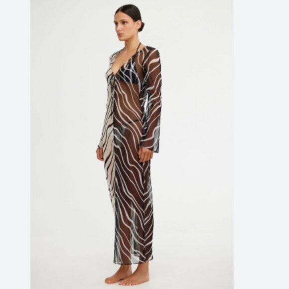Brand New Significant Other Salma Long-Sleeve V-Neck Midi Dress - Picture 1 of 5